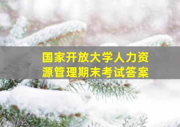 国家开放大学人力资源管理期末考试答案