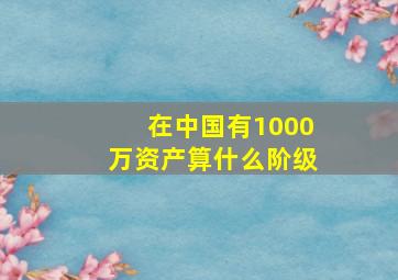 在中国有1000万资产算什么阶级