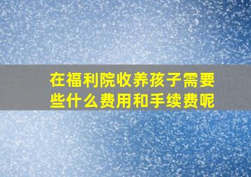 在福利院收养孩子需要些什么费用和手续费呢