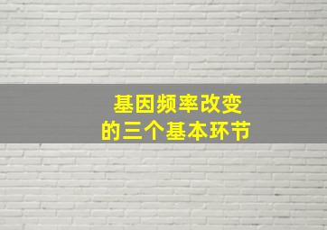 基因频率改变的三个基本环节