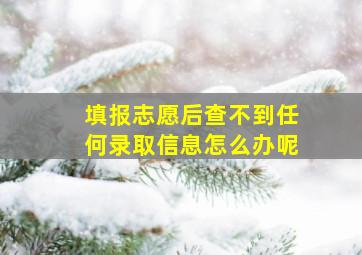 填报志愿后查不到任何录取信息怎么办呢