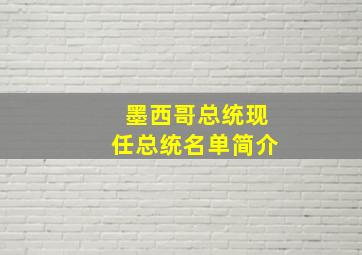 墨西哥总统现任总统名单简介