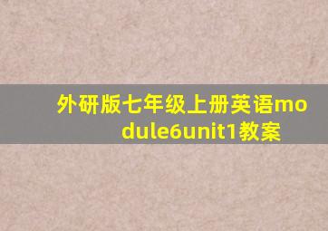 外研版七年级上册英语module6unit1教案