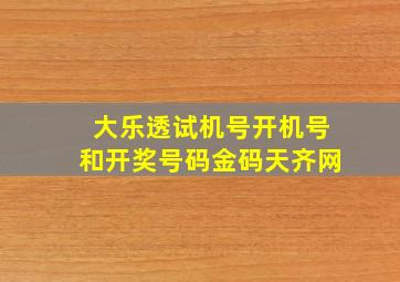 大乐透试机号开机号和开奖号码金码天齐网