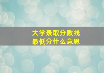 大学录取分数线最低分什么意思