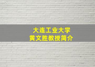 大连工业大学黄文胜教授简介