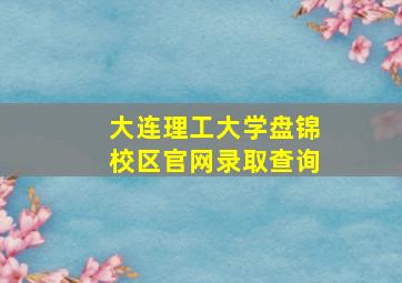 大连理工大学盘锦校区官网录取查询