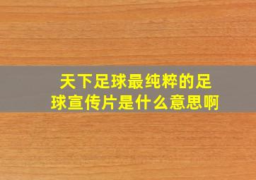 天下足球最纯粹的足球宣传片是什么意思啊