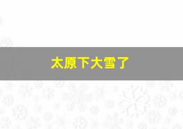 太原下大雪了