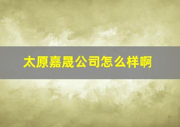 太原嘉晟公司怎么样啊