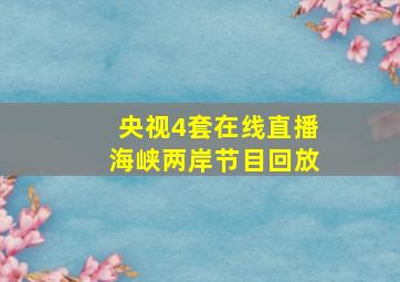 央视4套在线直播海峡两岸节目回放