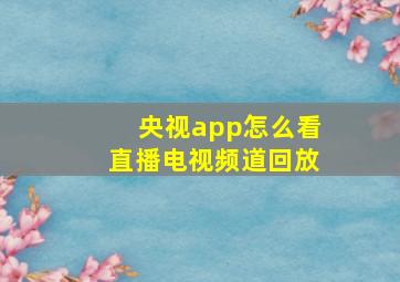 央视app怎么看直播电视频道回放