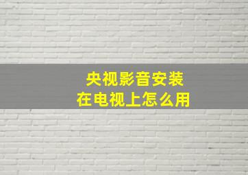 央视影音安装在电视上怎么用