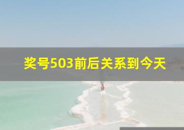 奖号503前后关系到今天