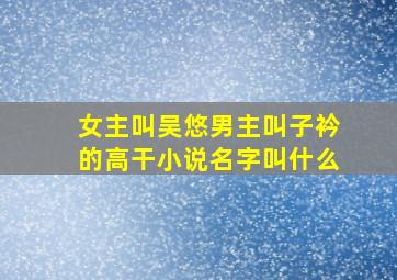 女主叫吴悠男主叫子衿的高干小说名字叫什么