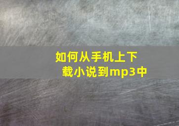 如何从手机上下载小说到mp3中