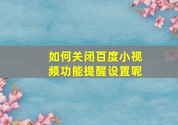 如何关闭百度小视频功能提醒设置呢