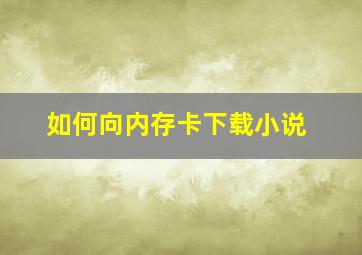 如何向内存卡下载小说