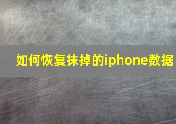 如何恢复抹掉的iphone数据