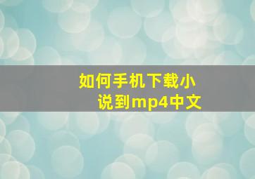 如何手机下载小说到mp4中文