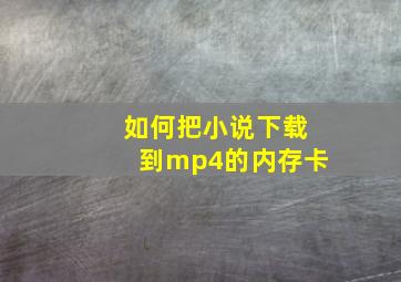 如何把小说下载到mp4的内存卡