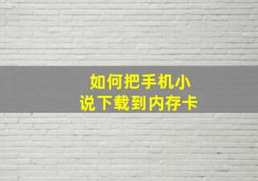 如何把手机小说下载到内存卡