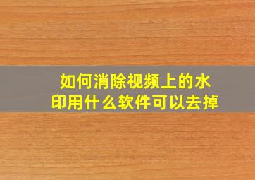 如何消除视频上的水印用什么软件可以去掉