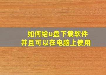 如何给u盘下载软件并且可以在电脑上使用