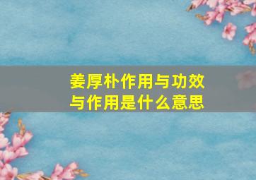 姜厚朴作用与功效与作用是什么意思