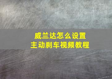 威兰达怎么设置主动刹车视频教程