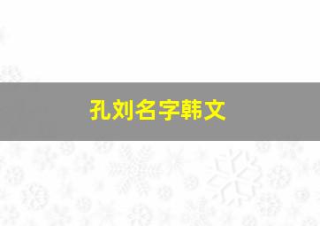 孔刘名字韩文