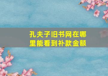 孔夫子旧书网在哪里能看到䃼款金额