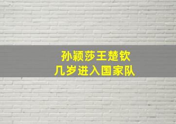 孙颖莎王楚钦几岁进入国家队