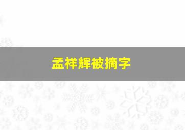 孟祥辉被摘字