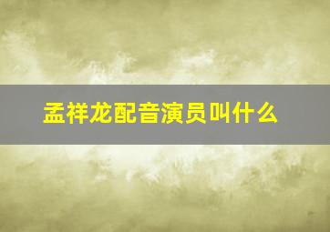 孟祥龙配音演员叫什么