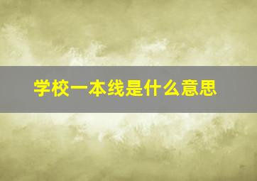 学校一本线是什么意思