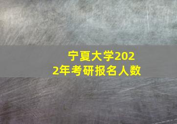 宁夏大学2022年考研报名人数