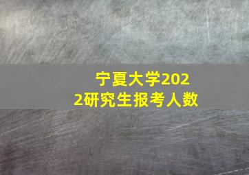 宁夏大学2022研究生报考人数