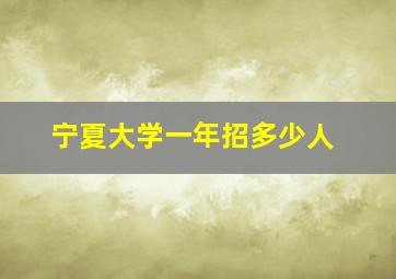 宁夏大学一年招多少人