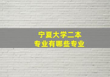 宁夏大学二本专业有哪些专业