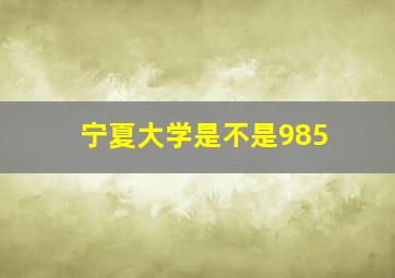 宁夏大学是不是985