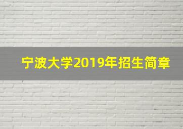 宁波大学2019年招生简章