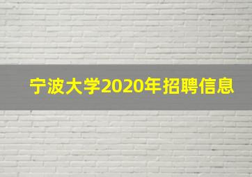 宁波大学2020年招聘信息