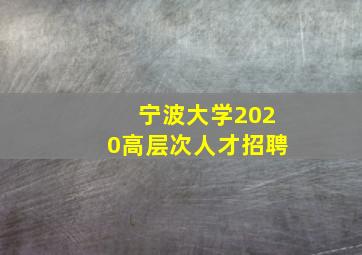 宁波大学2020高层次人才招聘