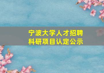 宁波大学人才招聘科研项目认定公示