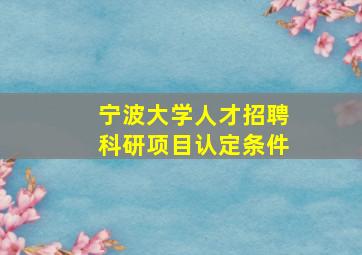 宁波大学人才招聘科研项目认定条件