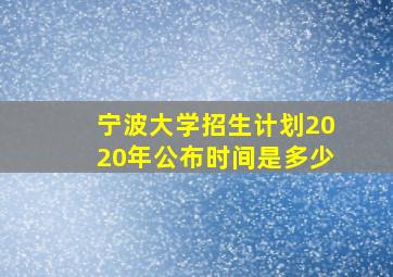 宁波大学招生计划2020年公布时间是多少