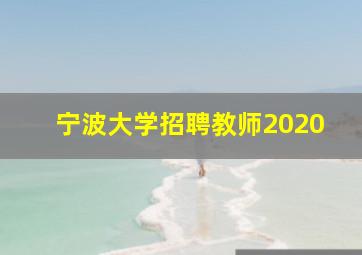 宁波大学招聘教师2020