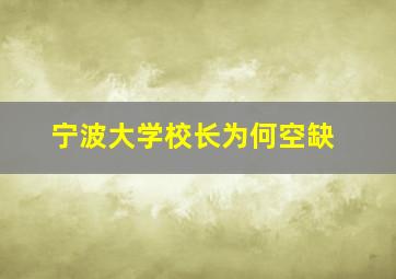 宁波大学校长为何空缺