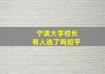 宁波大学校长有人选了吗知乎